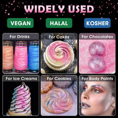 NiHome pink luster powder enhances cakes with a shimmering metallic finish.