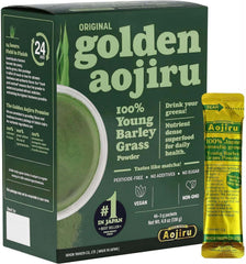 NIHON YAKKEN Golden Aojiru original packet front for daily greens boost.