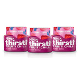 Ninja Thirsti Fruiti Chill Berry Burst bottle on glass, bold flavor with zero calories.