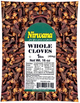 Nirwana whole cloves front label highlights premium quality for cooking