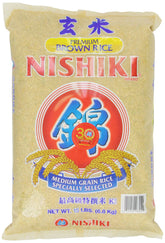 Nishiki Premium Brown Rice 15lb bag with grain texture for sushi and bowls.