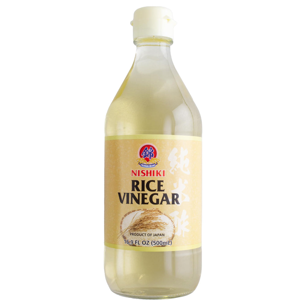 Nishiki Rice Vinegar bottle front view, ideal for everyday dressings.