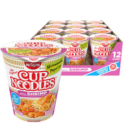 NISSIN Cup Noodles Shrimp Cup Front shows quick, convenient microwaveable ramen for busy days.