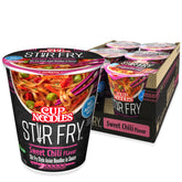 NISSIN Cup Noodles Stir Fry Sweet Chili pack with six servings, ready in minutes