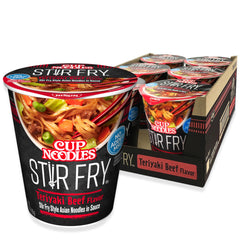 NISSIN Cup Noodles Stir Fry Teriyaki Beef cup delivers quick, flavorful meals in minutes.