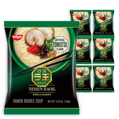 Nissin RAOH Tonkotsu ramen pack for convenient home gourmet meals.