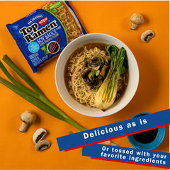 Nissin Top Ramen veggies with red bell pepper boost color and taste.