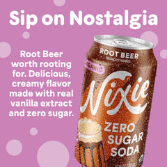 Close-up of Nixie Organic Zero Sugar Soda can with vanilla aroma.
