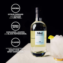 Mocktail setup featuring NKD Gin Non-Alcoholic Spirit and fresh garnishes.
