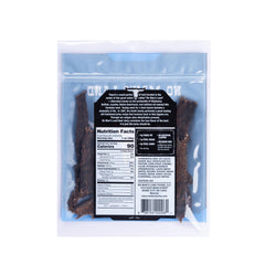 No Mans Land smoked black pepper jerky packaging emphasizes bold flavor
