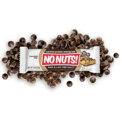 No Nuts! packaging showing nut-free chocolate chip bars for safe snacking.