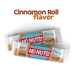 No Nuts Cinnamon Roll bar nut-free facility label communicates allergy-safe snacking.