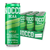 NOCCO Apple BCAA can front view showing zero sugar and 5 g BCAAs for post-workout support.