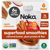 NOKA Apple Cinnamon Almond Butter smoothie pouch, convenient on-the-go snack with plant protein