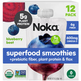 NOKA Blueberry Beet smoothie pouch front view highlighting on-the-go convenience.