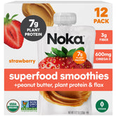 NOKA strawberry peanut butter smoothie pouch front view for on the go
