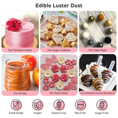 Nomeca pink luster dust close-up reveals fine shimmer for fondant accents.