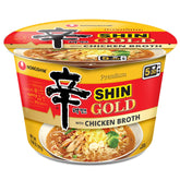 Nongshim Shin Gold packaging highlights premium fusion ramen for quick meals