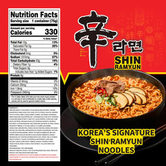 Close-up of Nongshim Shin Ramyun Cup ingredients with mushrooms and scallions