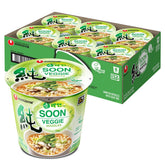 Nongshim Soon Cup Veggie broth in cup for a quick vegan meal
