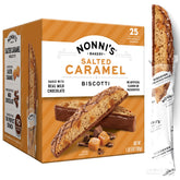 Nonni's Bakery salted caramel biscotti cookies box, ready for sharing.