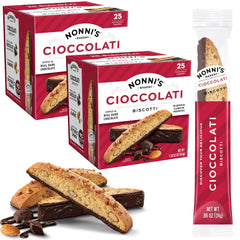 Nonni's biscotti cioccolati packaging showcase, ideal for gifting and parties.