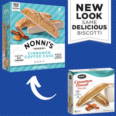 Nonni's biscotti with white icing drizzle, showcasing a light, indulgent finish.