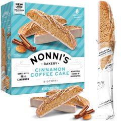 Nonni's Cinnamon Streusel Biscotti on a plate, perfect with a morning coffee.