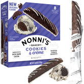 Nonni's Cookies & Creme Biscotti rich cocoa with vanilla icing ideal for dunking.