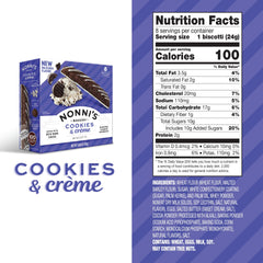 Nonni's Cookies & Creme Biscotti twice-baked for a crisp bite, ideal with coffee.