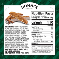 Nonni's Gingerbread Biscotti open box reveals individually wrapped cookies for convenient sharing.