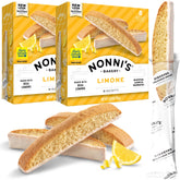 Nonni's Limone biscotti lemon icing close-up, ideal for a coffee-time treat