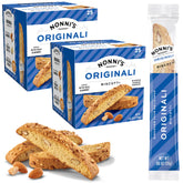 Nonni's Originali Almond biscotti packfront, individually wrapped for freshness and on-the-go snacking.