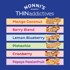 Nonni's THINaddictives berry blend cookies provide fruity crunch for a quick bite.