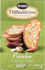 Nonni's THINaddictives pistachio almond cookie thins six-box pack, crisp and inviting