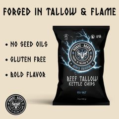 Norse Roots Odin Original Sea Salt chips fried in beef tallow for rich flavor.