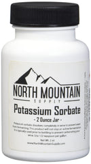 North Mountain Supply potassium sorbate 2 oz jar ready for wine stabilization and shelf stability.