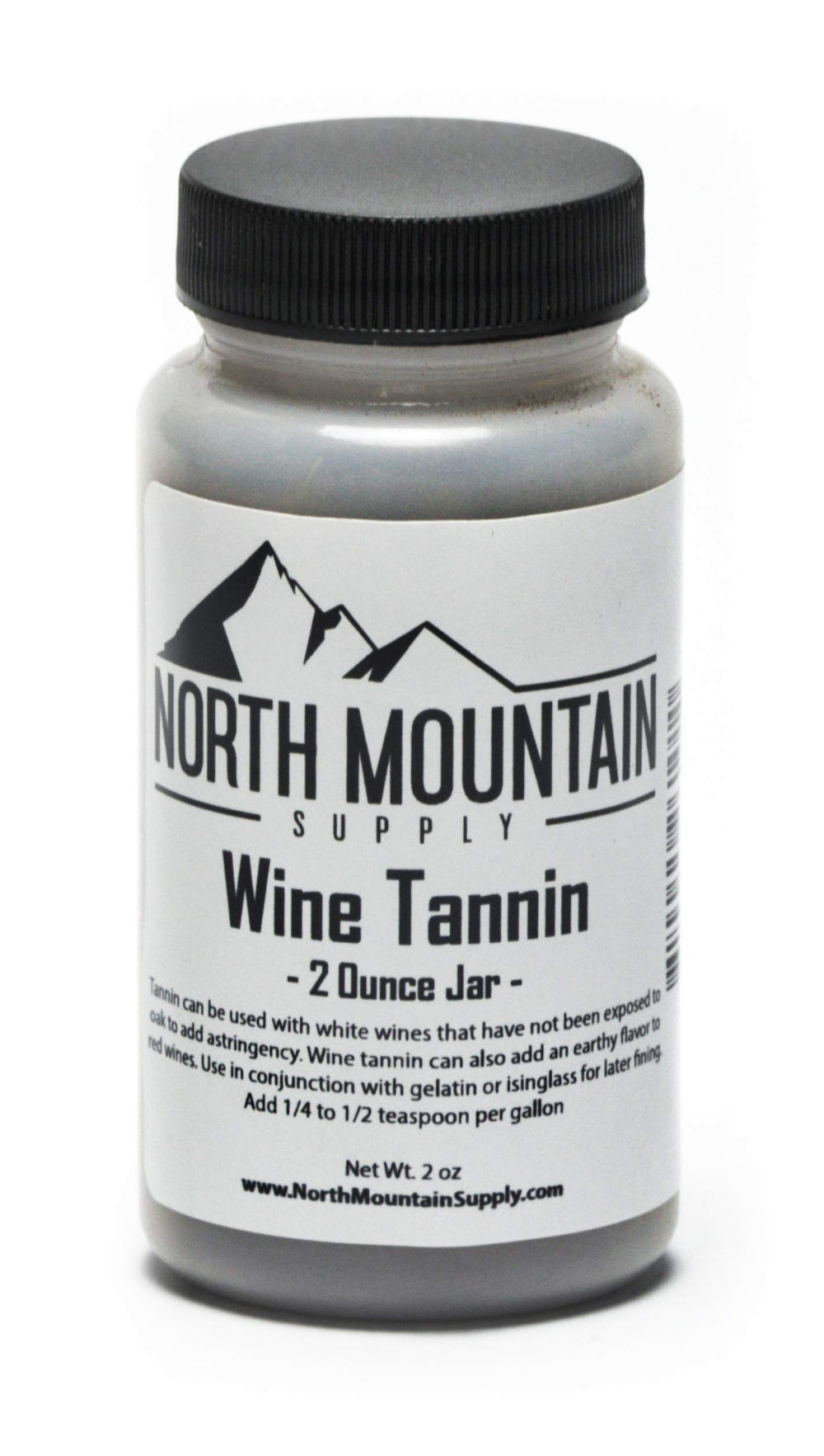 North Mountain Supply WT-2oz Wine Tannin jar with tamper-evident seal preserves aroma and freshness.