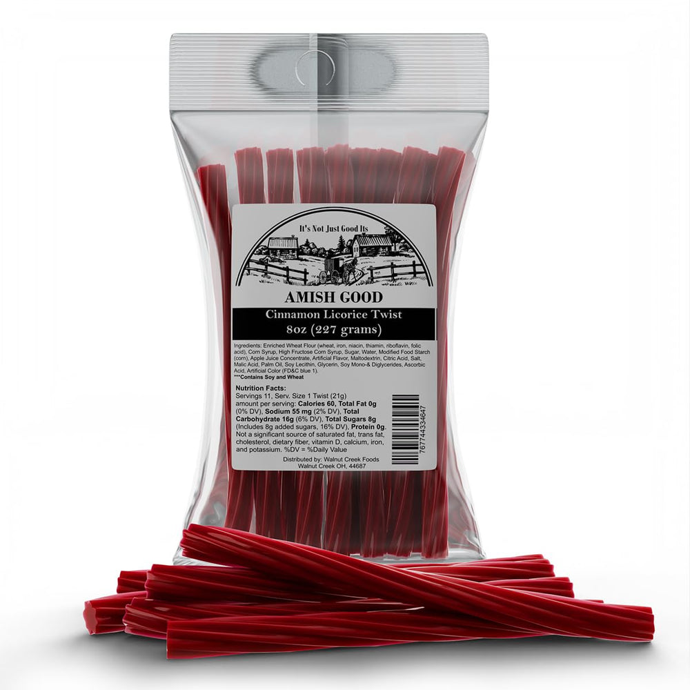 Amish Good Gourmet Licorice Twist Cinnamon packaging ready for gifting.