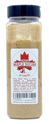 Nova Maple Sugar bottle pour shows pure maple sweetness for everyday treats.