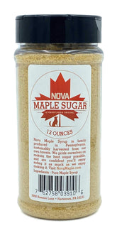 Nova Maple Sugar 12oz packaging front view, pure Grade-A maple sweetness for baking.