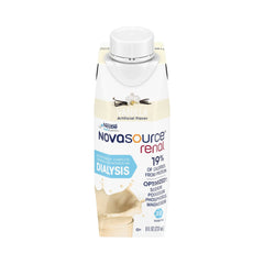 Novasource Renal complete formula vanilla bottle shown for renal nutrition support