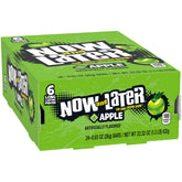 Now and Later apple taffy piece shows chewy texture for on-the-go snacking.