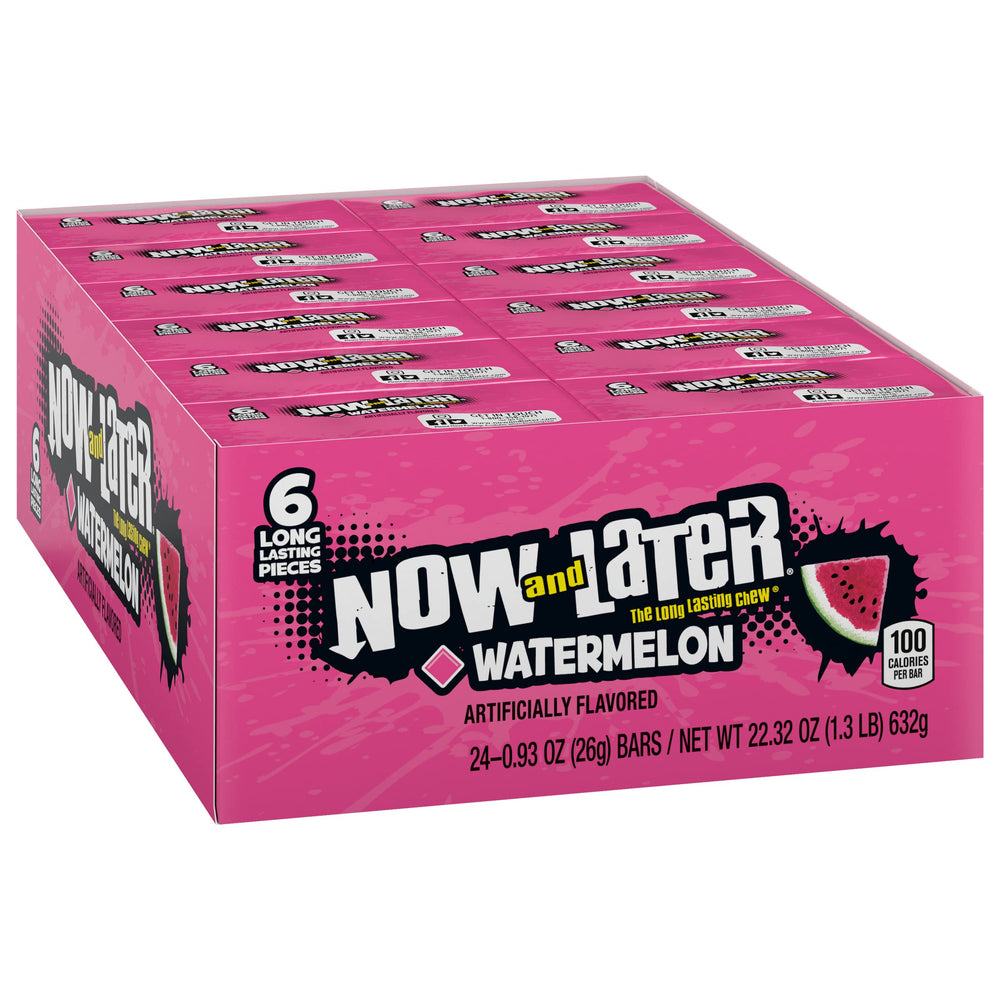 Now and Later Watermelon 24-pack front view for sharing and on-the-go snacking