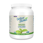 NOW Foods BetterStevia organic extract powder bottle for sugar-free beverages.