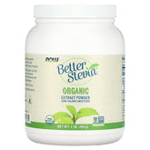 NOW Foods BetterStevia organic extract powder jar shows convenient packaging for everyday sweetness.