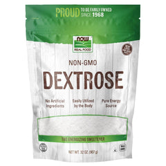 NOW Foods Dextrose bottle pouring for quick energy in beverages