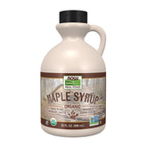 NOW Foods maple syrup bottle pour showing drizzle for pancakes