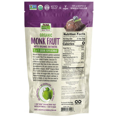 NOW Foods monk fruit erythritol powder pours for easy measuring.