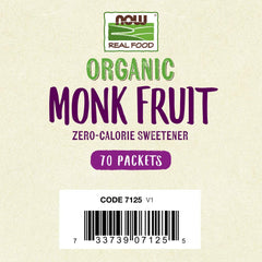NOW Foods Monk Fruit Organic label highlights vegan non-GMO gluten-free status